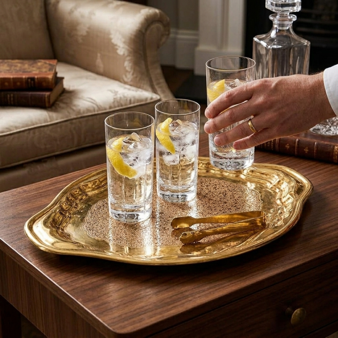 Brass Designer Serving Tray / Pital Tray - Premium Finish