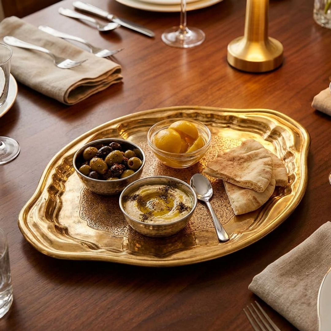 Brass Designer Serving Tray / Pital Tray - Premium Finish